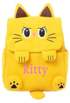 Générique Sacs à dos personnalisés pour enfants, sac à dos chat mignon avec prénom brodé, sac à livres monogrammé pour la rentrée scolaire (jaune)