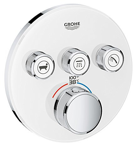 GROHE 29161LS0 Grohtherm SmartControl Thermostat-Verkleidung mit 3 Funktionen, mit Steuermodul, Mond, weiß, Without SmartBox