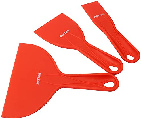 Dekton 3pc Plastic Putty Knife-Ideal for professional, DIY, car body filling use|Made from durable plastic|Sizes: 1.5/ 38mm,3/ 76mm,6/ 152mm|Ergonomic Handles|Versatile Tools for Smooth Application