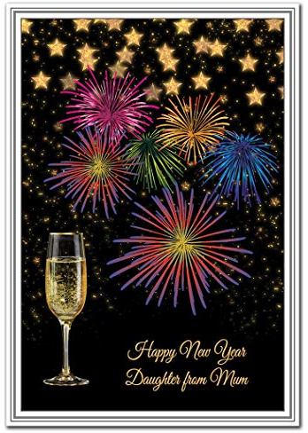 Happy New Year Cards - Family Members Friends - Luxury Quality Greeting Wishes (Daughter from Mum New Year card)