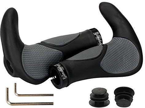 Gindoly Fahrradgriffe Ergonomisch Fahrradlenker jedes Fahrrad - Lenkergriffe für perfekte Griffsicherheit rutschfest Fahrradlenkergriffe Lenker Handgriffe MTB, Schwarz/Grau