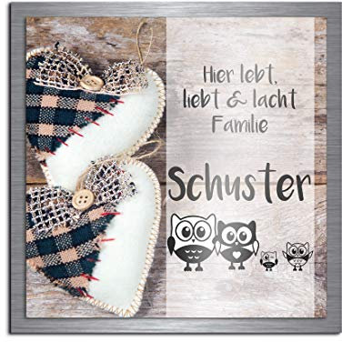 Premium Designer Hausnummer mit UV Druck und Montage Set - 22x22 cm - Familien-Haus Bedruckte Hausnummern mit Straßen Straßennamen für die Haustür Ferienhaus…