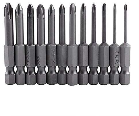 12 Pieces 50mm Phillips Screwdriver Bits 1/4 Inch Hexagonal Shank Short Screwdriver Bits Set Ph00 Ph0 Ph1 Ph2 For Electric Screwdriver Electric Drill