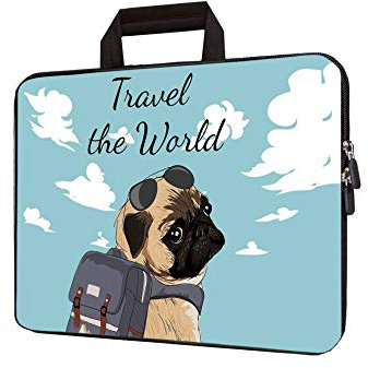 HEABPY 15 inch Neoprene Laptop Carrying Bag Case Notebook Ultrabook Tablet Travel Cover with Handle Zipper Sleeve Fits 14 15 15.4 inch Netbook/Laptop (Pack Dog)