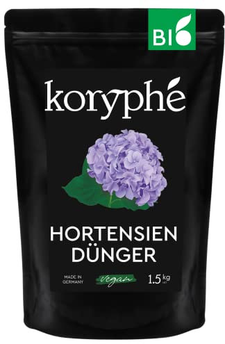 Koryphé Hortensiendünger 1,5kg - Biologischer & veganer Pflanzendünger I Langzeitdünger aus natürlichen Stoffen I Rhododendron Dünger I Blumendünger für Langanhaltende Blütenpracht