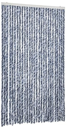 vidaXL Insektenschutz Vorhang Flauschvorhang Plüschvorhang Türvorhang Fadenvorhang Fliegenschutz Wohnwagen Camping Blau Weiß 118x220 cm Chenille