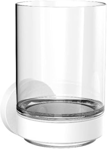 EMCO Round Mundspülglas zum Kleben I Bad Zahnputzglas zur Wandmontage Weiß