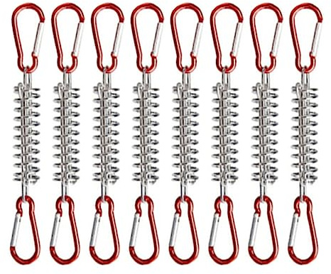 8 pièces Ressort de Tension d'auvent,Accessoires Ressorts de Tension,Ressorts à Ressort de Tension,avec 16 mousquetons,pour Le Camping Tente auvent Accessoires de Fixation