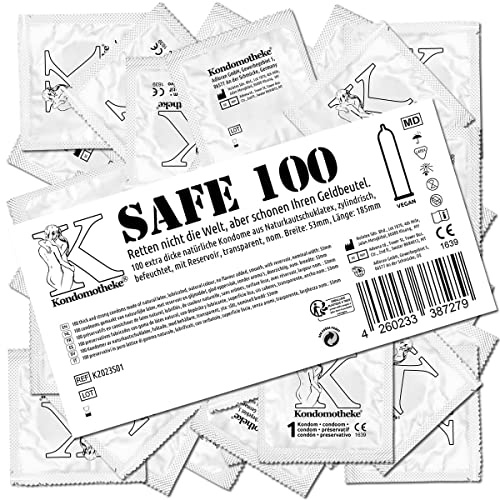 Kondomotheke SAFE, Kondome mit dicker Wandstärke, strapazierfähig und reißfest, hohe Qualität - für professionelle Ansprüche geeignet - hervorragendes Preis-Leistungsverhältnis, 1 x 100 Stück