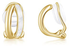 PHNIBIRD Ohrclips Damen ohne Ohrlöcher Ohrclips Gold Silber 925 mit Perlmutt Geschenke für Damen Frauen Mädchen (Gold)