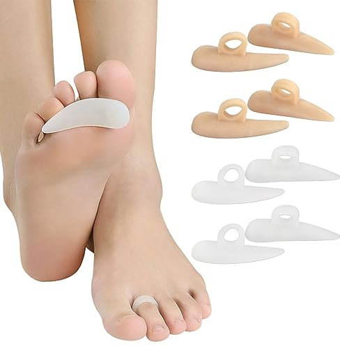 Irikdescia® 4 Paar Hammerzehenkissen, Hammerzehenpolster Korrektoren, Silikon Zehenspreizer, Gewellt Korrektor, für Reduziert Schmerzen und Reibung, für Frauen und Männer (Weiß, Hautfarben)