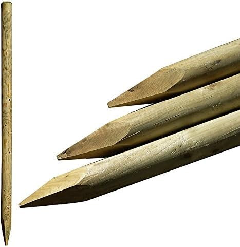 15 Pack - 1.5m (5ft) x 50mm Machined Round Wooden Treated Fence Posts Stakes Wood Fencing
