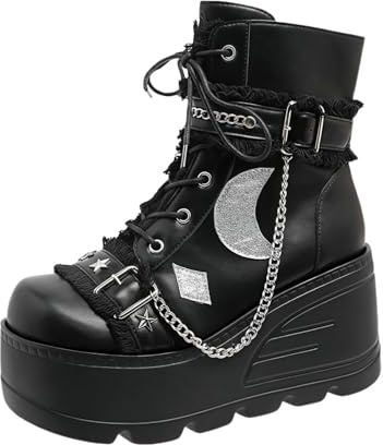 Ulalaza Mujeres Mary Jane Bombas Lolita Zapatos Linda Plataforma Gótica Doble Correa De Tobillo Punta Redonda Tacón Grueso Bombas Citas Club Nocturno