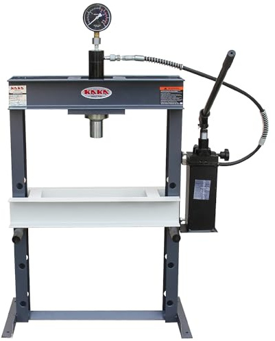 KAKA INDUSTRIAL Hydraulic Press, 10-Ton H-Frame Hydraulic Shop Press, 7-Inch Stroke, Manual Hydraulic Press with Pressure Gauge for Bending, Stamping, Ideal for Garage or Professional Use HP-10S