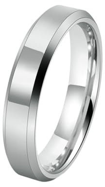 Whoiy Ring Wolfram Gravur Personalisiert, Einfaches Schlichtes Band Ringe Freundschaftsringe 4MM Silber Ausgefallene Verlobungsringe für Männer Größe 67 (21.3)