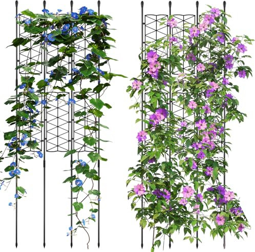 NiHome 12-Pack 50 Inches Garden Trellis for Climbing Plants Outdoor, Plant Support Trellis Cage for Clematis, Roses, Jasmine and Vines Such as Tomatoes, Grapes, Cucumbers and Blackberries