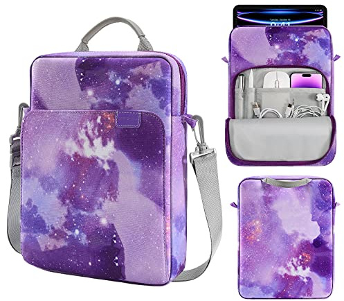 MoKo 12.9-13 Inch Tablet Shoulder Bag with Carry Handle | Tablet Carrying Case Fits iPad Air 13-inch M4 2026, Mac Neo A18 Pro and iPad Pro 13-inch M5, Purple Starry Sky