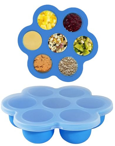 Aufbewahrung von Babynahrung aus Silikon,Babybrei Einfrieren Behälter,Silikon Einfrieren Behälter,Antihaft Eiswürfelbehälter,Eiswürfelform aus Silikon,Eiswürfelformen,BPA-frei,25X20cm,blau,1 Stücke