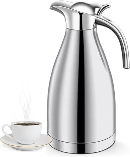 Sonhomay Jarra térmica de acero inoxidable de 2 L, jarra de café de doble pared al vacío, urnas de café, jarra de leche para bebidas frías y calientes