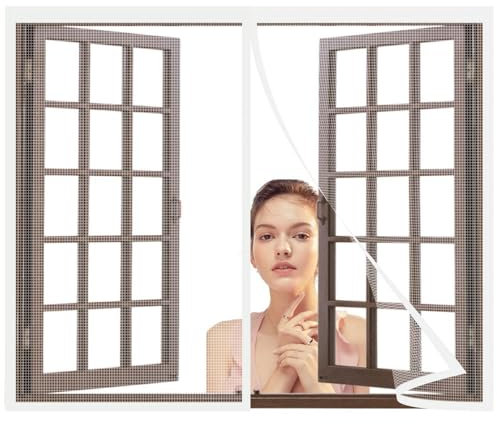 Insektenschutz Fenster 200x90cm Fliegengittertür mit Magnet Fliegenvorhang Luft kann frei strömen Ohne Bohren für die Wohnzimmer,Balkontür Weiß