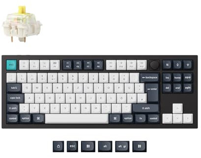 Keychron Q3 Max QMK/VIA Custom Mechanische Tastatur, 87-Key DE-ISO Layout Full Metal Programmable Knob,2.4 GHz/Bluetooth/Wired RGB Hot-Swappable Gateron Bananen Switch für Mac Windows Linux