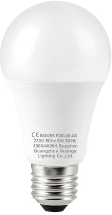 Aooshine E27 Screw 3-Color Modes LED Bulb for Floor Lamp, 3000K/5000K/4000K-9W Dimmable LED Bulbs for Pull Chain and Foot Switch Floor Lamp, Pack of 1