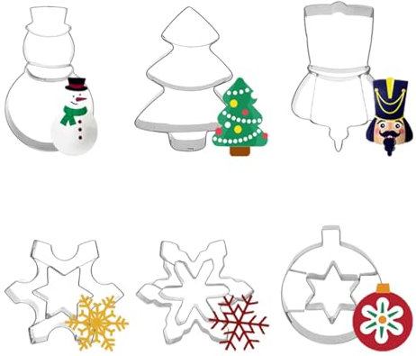 Weihnachtsplätzchen-Set – Ausstechformen aus Edelstahl | 6 Stück Frohe Weihnachten Keksstempel | Präge-Keksbackstempel | Weihnachtsplätzchenpresse für Fondant, Kuchen