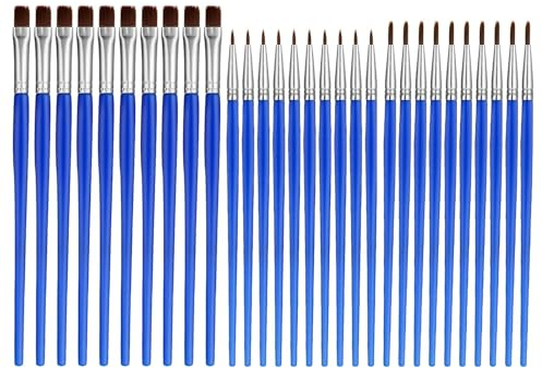 30 Stück Feine Pinsel Set, Pinsel-Set mit Feiner Spitze Kleines Pinselset Winzige Miniaturpinsel Feine Detail Pinsel für Acryl Aquarell Modellbau Basteln