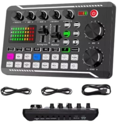 1 lot de cartes son en direct pour studio d'enregistrement avec son clair et plusieurs modes vocaux pour embellissement, microphone