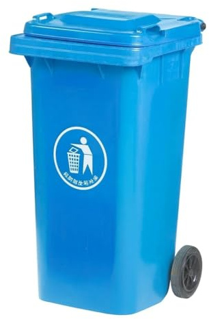 DUAS Outdoor Wheelie Bin Trash Can Large 100L & 120L EN840 Certified Rubbish Waste Dustbin with Lid, Rubber Wheels, and Steel Axle – Durable for Home Workplace and Commercial Use (Blue, 120L)