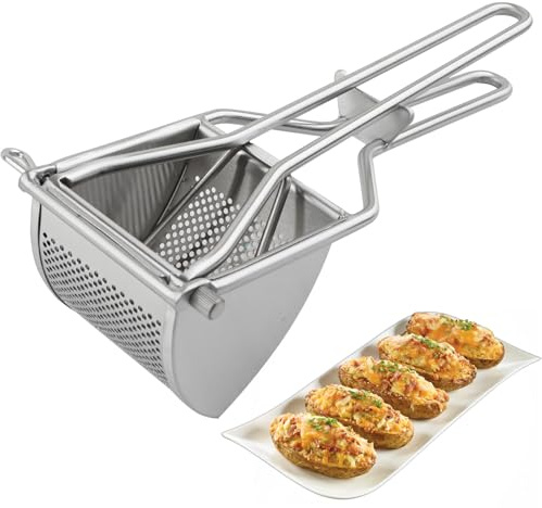 Potato Ricer, Heavy Duty Stainless Steel Ricer for Mashed Potatoes, Sweet Potato Masher Kitchen Tool with Ergonomic Handle, Press and Mash for Baby Food, Fruit Juices