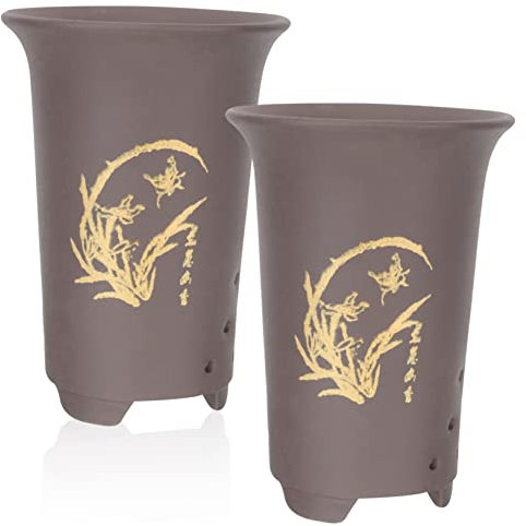 CIMAXIC 2pièces Pots à Orchidées Céramique Pots De Fleurs Intérieurs avec Drainage Optimal pour Plantes Intérieur pour Décoration De Salon Bureau