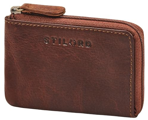 STILORD Keyon Elegant nyckeltaske läder herr nyckel etui damer - RFID nyckelmapp äkta läder bilnyckel fodral - myntväska för kort och mynt Farbe:Kara-konjak
