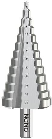 Temolink Stegborr 13 steg Ø 4–39 mm, HSS 6542 med Nano-beläggning, 10 mm triangulärt skaft, gradad, för metall, rostfritt stål, trä och plast