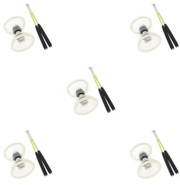 Juego de 5 luces de triple rodamiento para diábolo con cuerda de palillos de mano de alto rendimiento y malabares entretenidos, color blanco chino, 13 cm