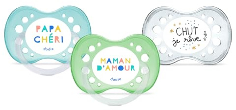 DODIE Lot de 3 Sucettes Anatomiques ESSENTIEL JOUR/NUIT +18 mois VERT