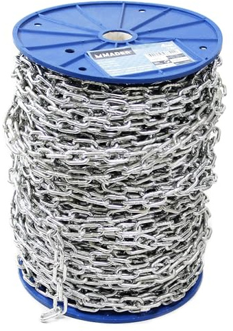 Cadena - hierro cincado de 4 mm de diámetro y 78 m de longitud, resistente y duradera, ideal para anclajes y sujeciones en ferretería.*