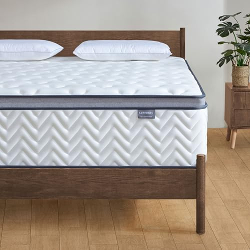 Lynnbery Matelas 140x190 cm, Hauteur 25 cm, Matelas en boîte, Mousse mémoire Hybride à & Ressorts ensachés, Fermeté Moyenne, Isolation des mouvements, Certifié Oeko-TEX​