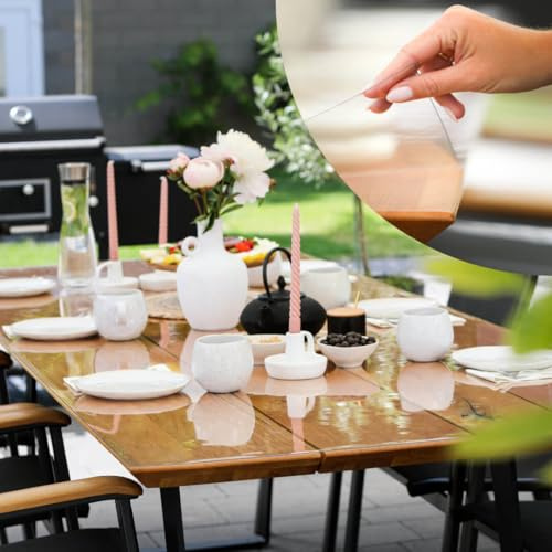 PROFOLIO Outdoor Tischfolie Transparent & Wetterfest - UV-beständige Tischschutzfolie mit 1mm Stärke - Für Garten, Balkon & Terrasse - Rechteckig 80 x 80cm - Tischfolie nach Maß
