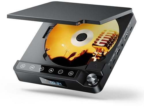 Desobry Mini DVD Player for TV, All Region Free DVD Player HDMI, Small Compact Flip-Top Design, with USB/TF Card Input, Supports PAL/NTSC