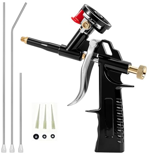 Professional Foam Spray Gun, Heavy Duty Metal Applicator with 3 Nozzles, PU Insulation Dispensing Tool for Caulking and Sealing（1+3 piece）