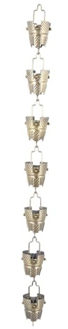 TOPINCN Catena di Pioggia in Bronzo Antiche Elettroplate da 3,3 Piedi, Catene di Grondaie Sospese con 7 Tazze, Link di Acquazzone Treppiede, Connettori di Drenaggio Decorativi per
