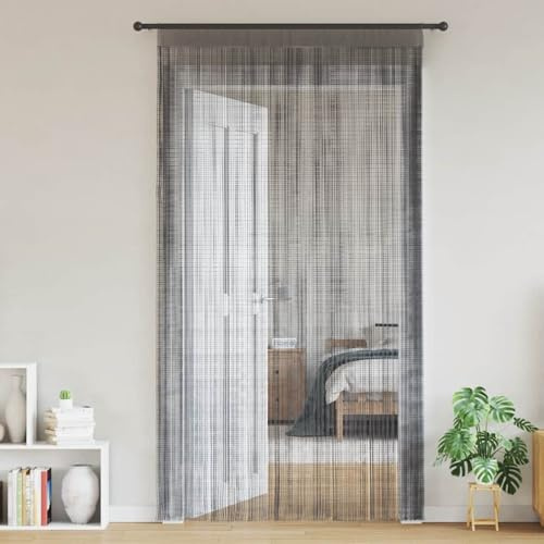 Homgoday Anthrazit Fadenvorhang 140x250cm, 2 Stück, Polyester, Tür-/Fensterdekoration Model4102052