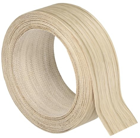 QUARKZMAN 50mm x 8m (AnxL) Banda De Cantos De Chapa De Madera, Tiras De Borde De Roble Blanco Flexible Pregomadas, Cinta De Madera Con Adhesivo Termofusible Para Reparación De Gabinetes