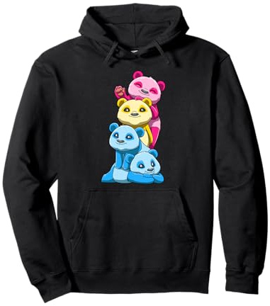 Panda Pansessuale Impilato Orgoglio LGBTQ Kawaii Felpa con Cappuccio