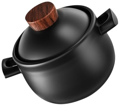 OSALADI Pentola in Ceramica da 1,8l per Stufati e Brodo, Casseruola Resistente al Calore per Fornelli a Gas, Utensile da Cucina con Doppio Manico Ergonomico, Facile da Pulire per Zuppe