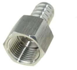 Pneumatic Fitting Female Straight Reducer Adapters, PCF SS304 High Pressure Hose with Barb Fitting, 1/2inch 3/8inch BSP Adapter(14MM*3/8INCH)