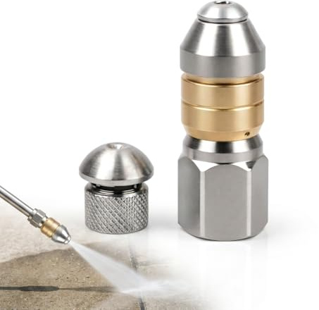 Set di 2 Ugello pulitore ad alta pressione per tubazioni, kit di sbocco rotante e rigido, efficace rimozione dei blocchi di tubi, connettore universale da 1/8 pollici per spruzzatore Gold