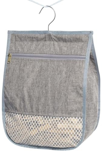 Issimober Peg Bag for Washing Line with Hanging Hook and Zipper, Peg Basket for Laundry Room and Outdoor Clothesline, Large Storage Holder for Clothes Pins and Laundry Accessories