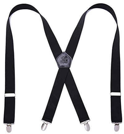 KANGDAI Men Braces Strong Metal Clips 4 X Back Durable Elastic Adjustable Suspenders Heavy Duty Mens Braces